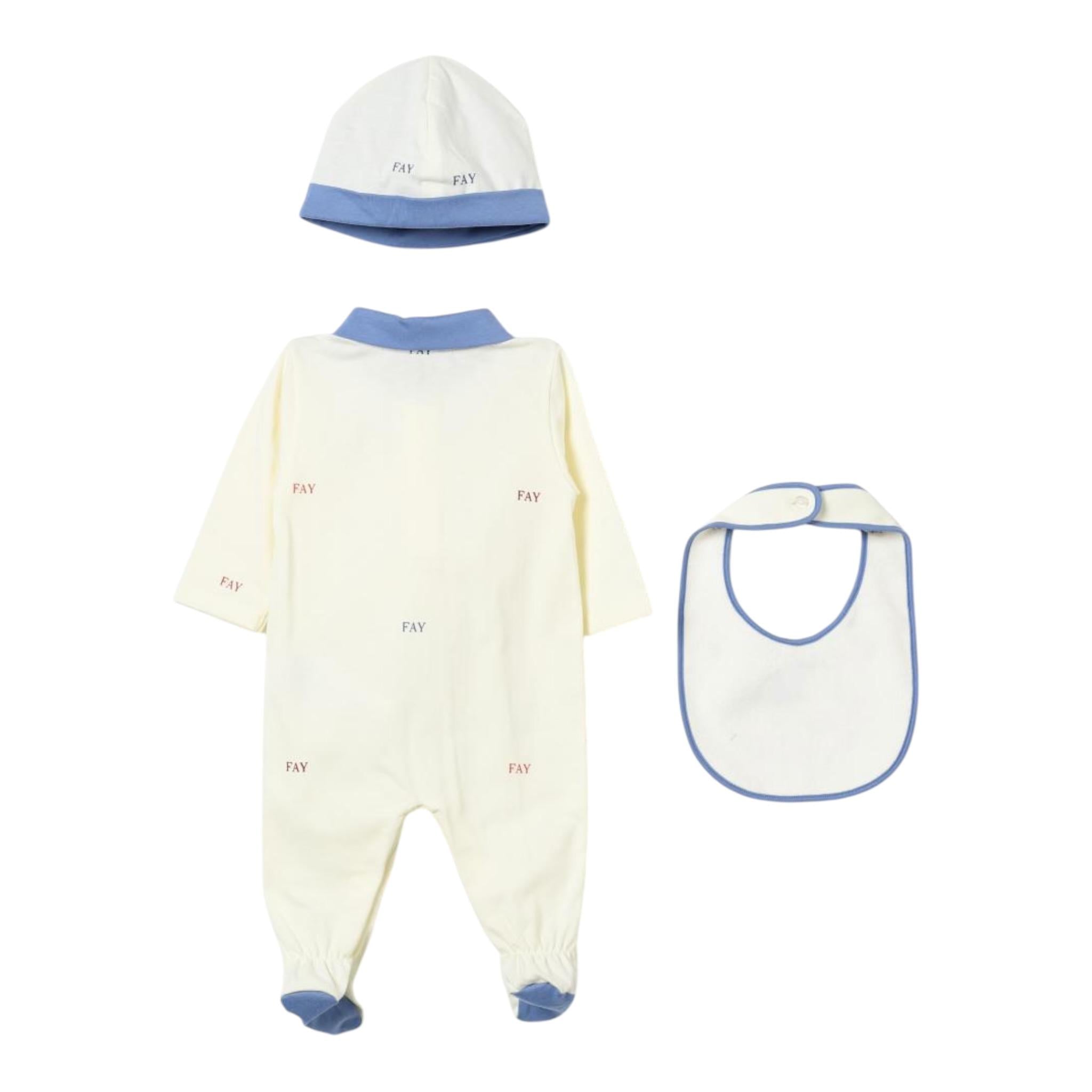 Fay Set Tutina-Cappello-Bavetta per Neonato FVB510 PANNA FAY 
