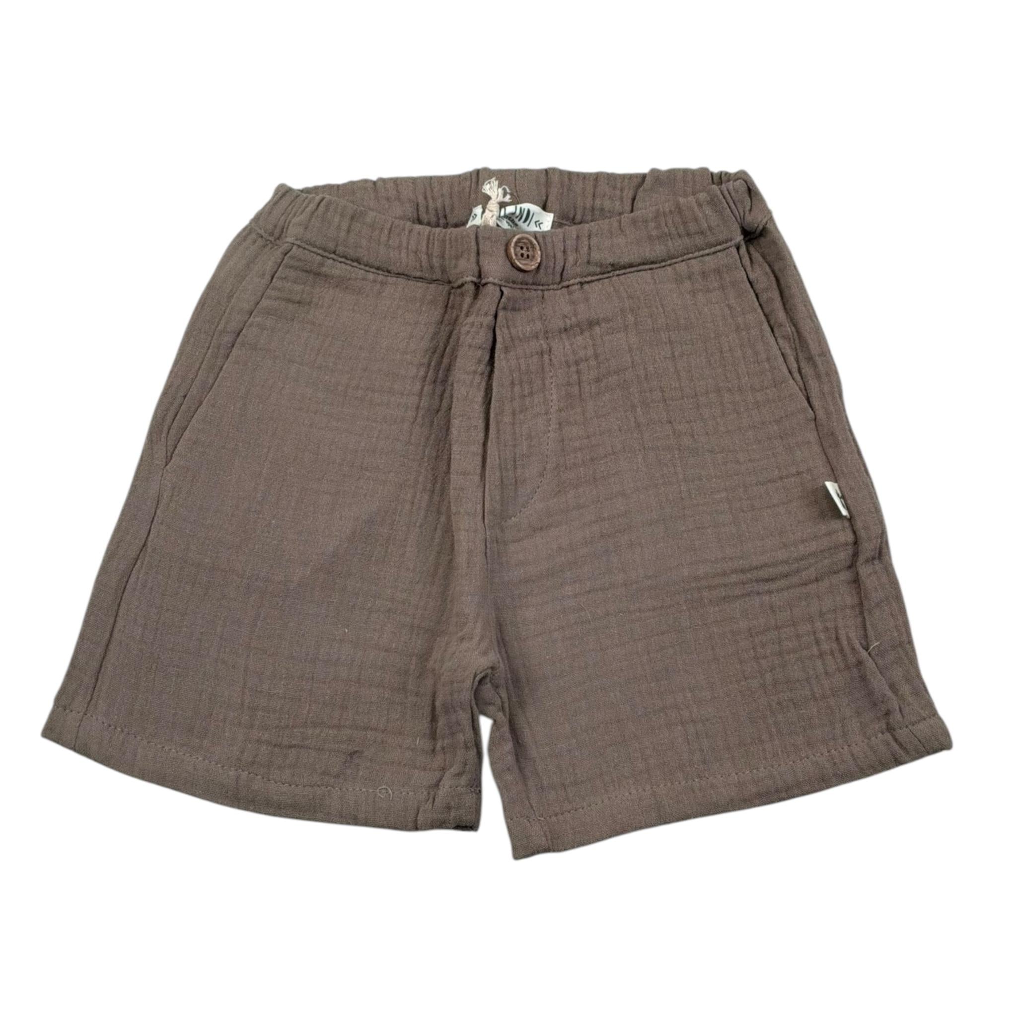 Petit Indi Bermuda Tinta Unita con Elastico In Vita per Bambino SS25BK7528X FANGO PETIT INDI 