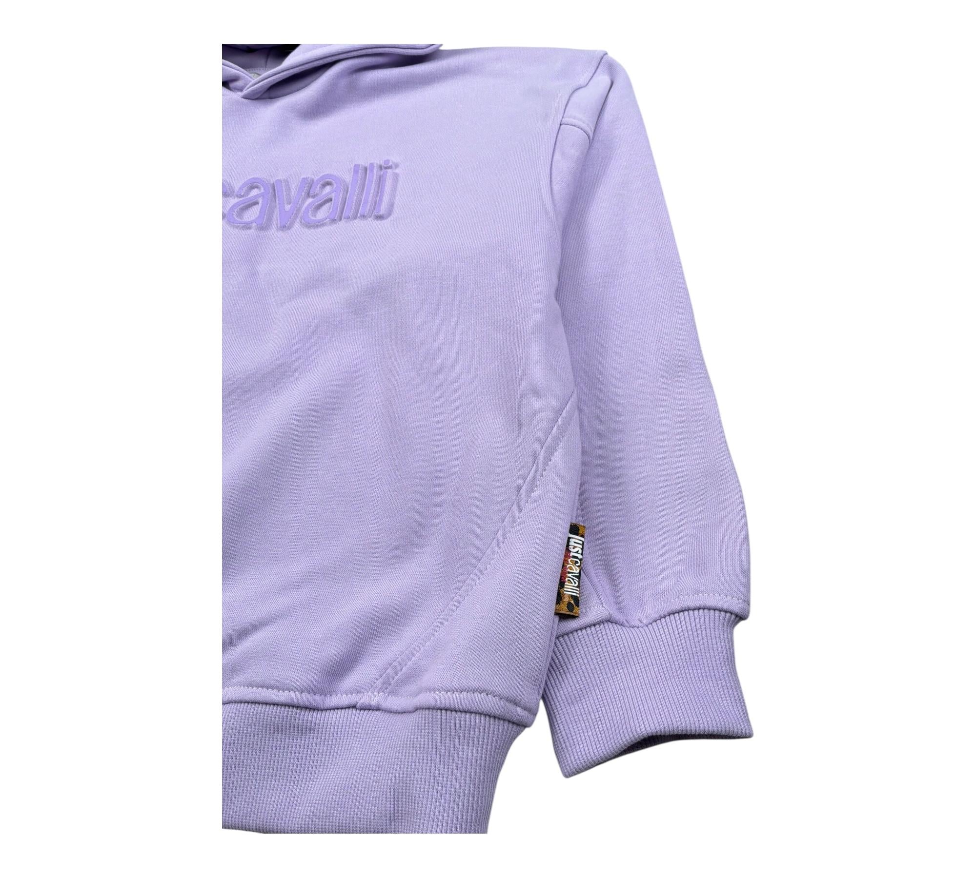 Just Cavalli Felpa Chiusa Girocollo Tinta Unita con Logo per Bambina JGP26013FEA LILLA JUST CAVALLI 