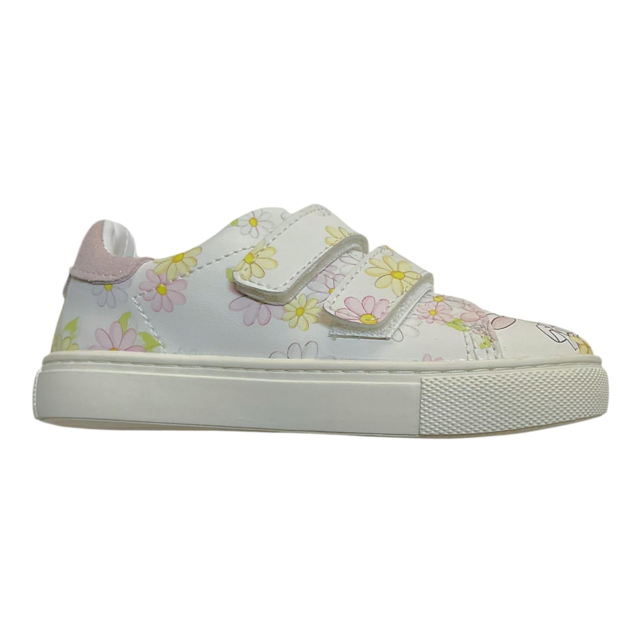 Monnalisa Sneakers Tinta Unita con Strappi E Stampa per Bambina 83E009 BIANCO MONNALISA 