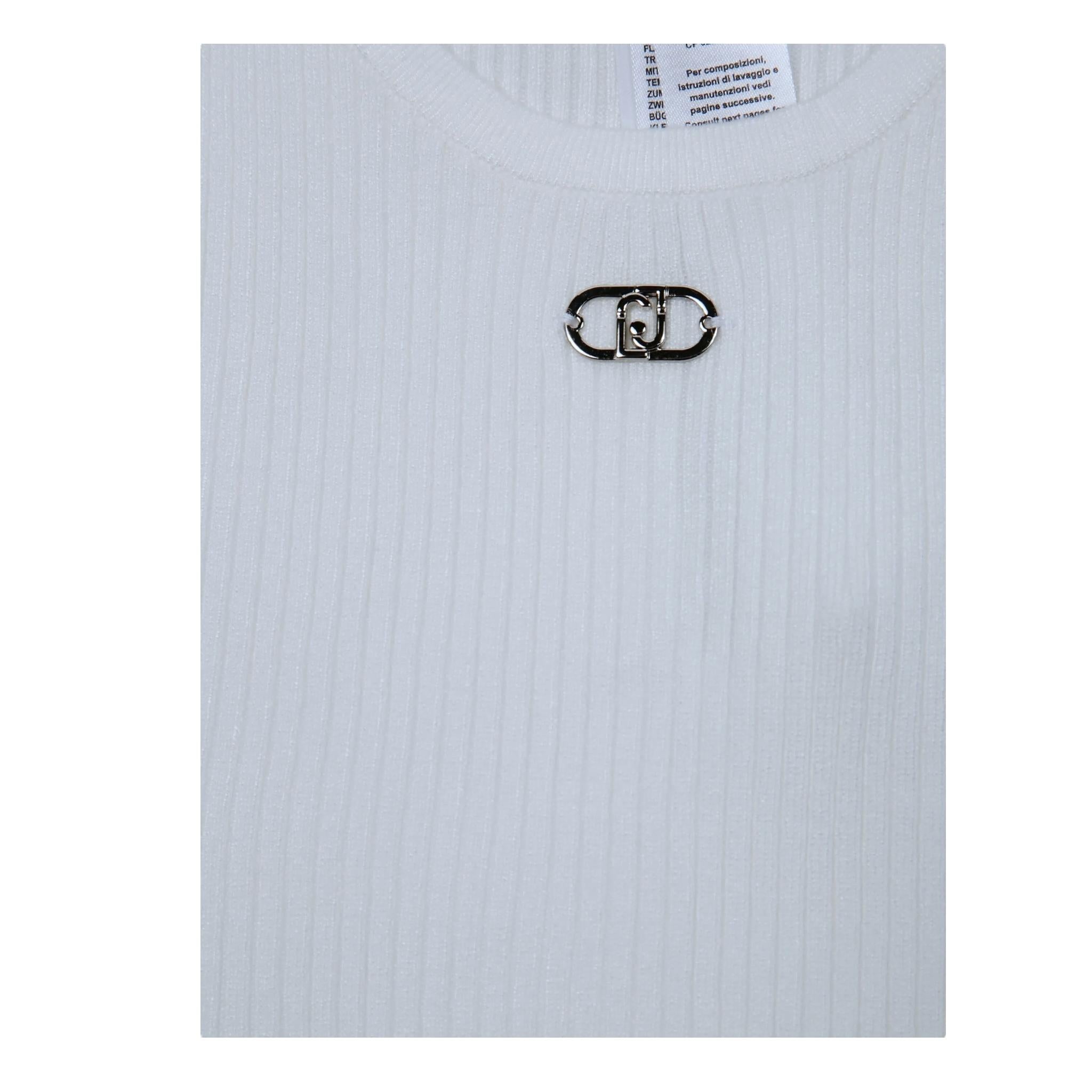 Liu Jo Canotta Tinta Unita con Logo per Bambina GA5041X BIANCO LIU JO 