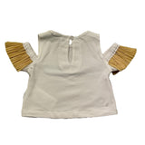 Miss Grant T-Shirt Girocollo Tinta Unita con Scollo Sulle Spalle E Maniche In Paglia per Bambina MG1328 BIANCO MISS GRANT 