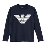 EMPORIO ARMANI shirt girocollo tinta unita con stampa Blu per Bambino 6D4DJ44 BLU EMPORIO ARMANI 