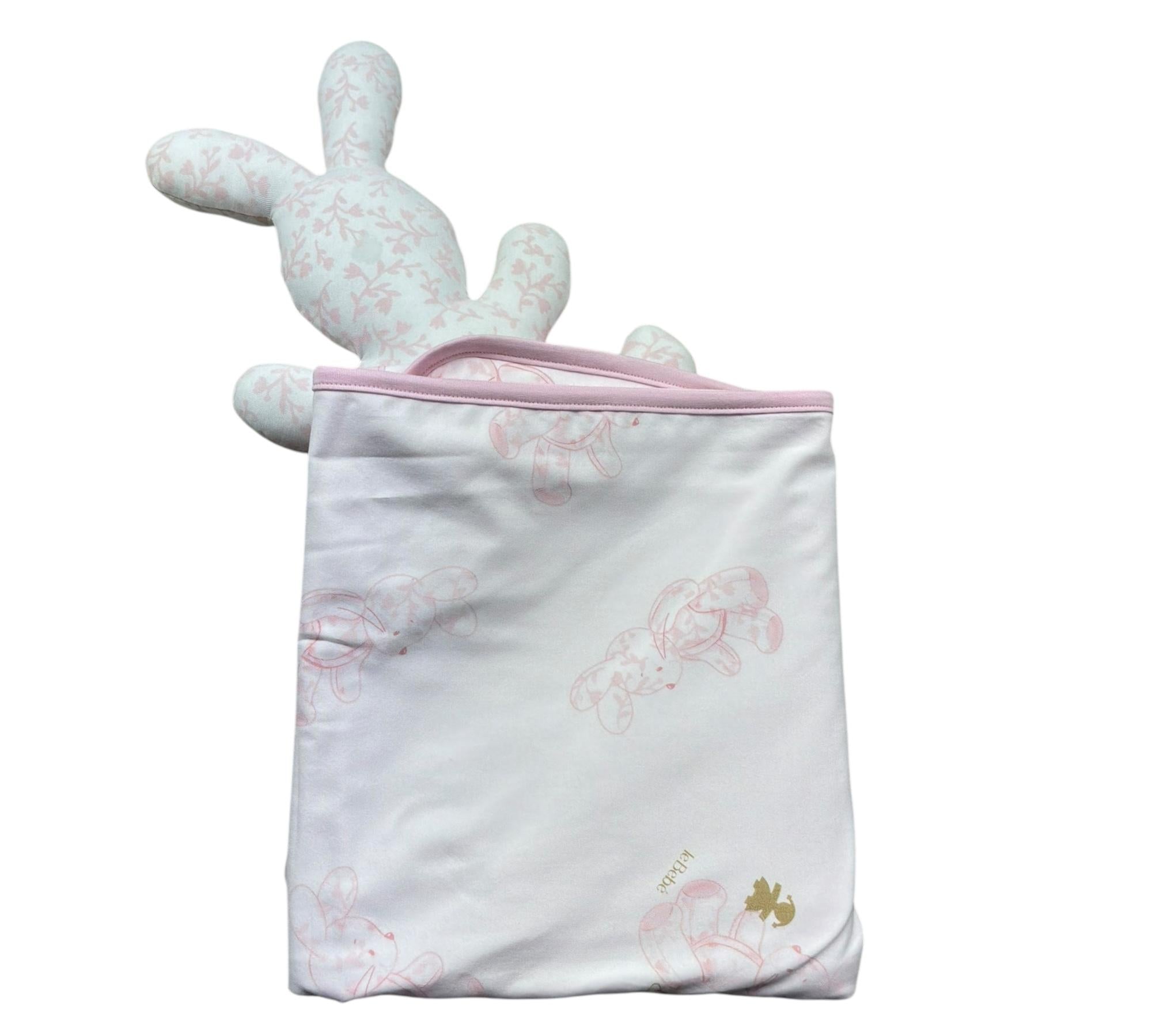 Le Bebe Coperta Bicolore con Stampe E Pupazzo per Neonata LBG6286 BIANCO/ROSA LE BEBE 