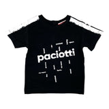 Cesare Paciotti T-Shirt Tinta Unita Girocollo con Stampa Logo Nero per Neonato