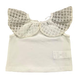 Simonetta Top Giromanica Tinta Unita Con Colletto Bianco Per Neonata