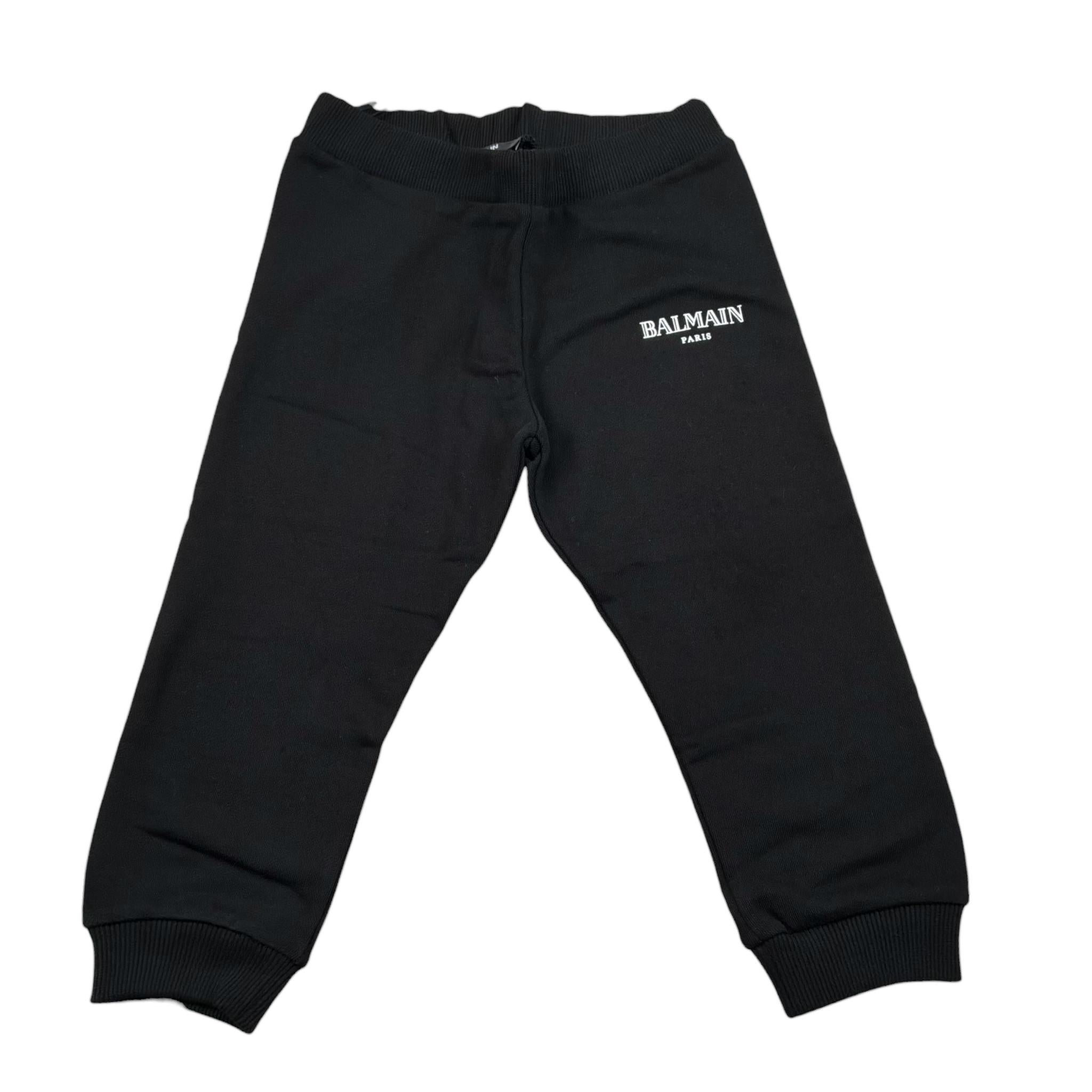 Balmain Pantalone Tuta tinta unita con Logo Nero per Bambino BV6570 NERO BALMAIN 