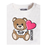 Moschino T-Shirt Girocollo Tinta Unita con Stampa Orso per Neonata MDM03 BIANCO MOSCHINO 
