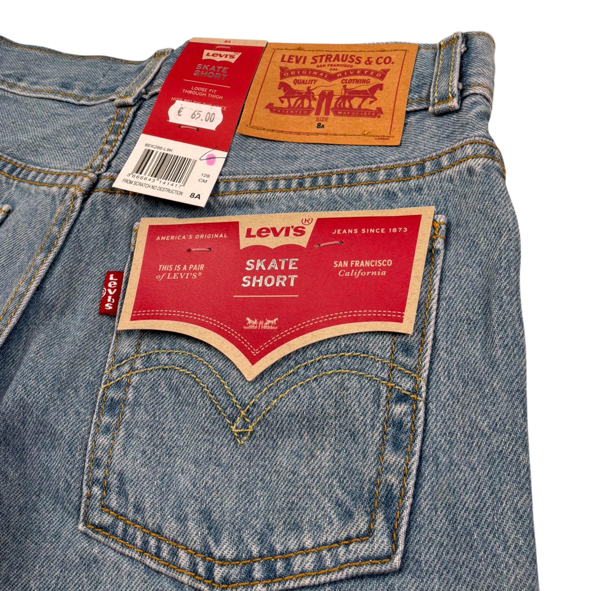 Levi'S Bermuda In Denim Tinta Unita con Girovita Regolabile per Bambino 8EK286 AZZURRO LEVI'S 