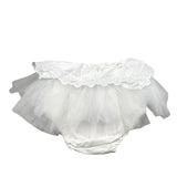 Seerose Completo 2 Pezzi Coulotte Tinta Unita con Tulle-Body per Neonata 362 BIANCO SEEROSE 