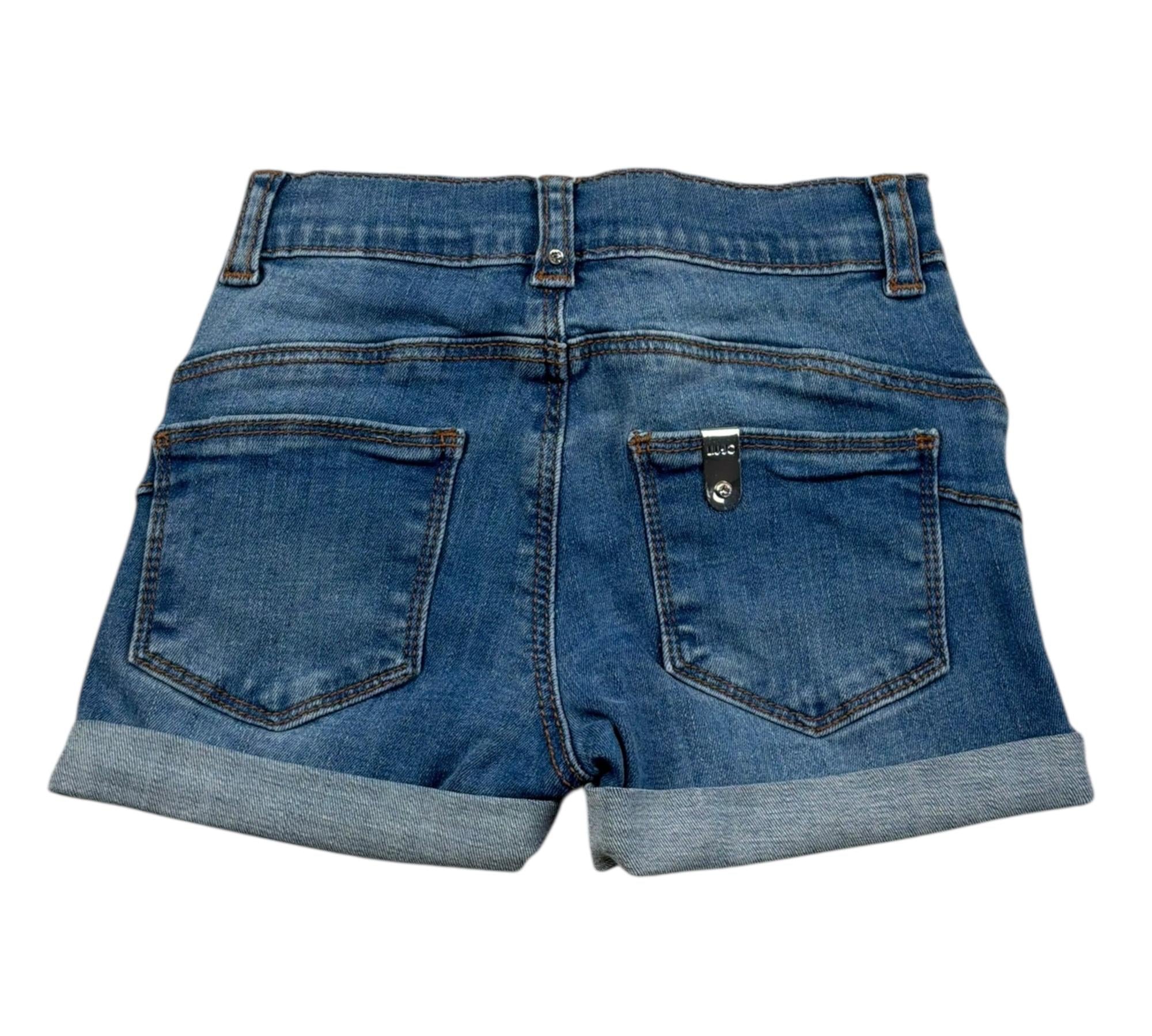 Liu Jo Short In Denim Tinta Unita con Girovita Regolabile per Neonata KA5068 BLU LIU JO 