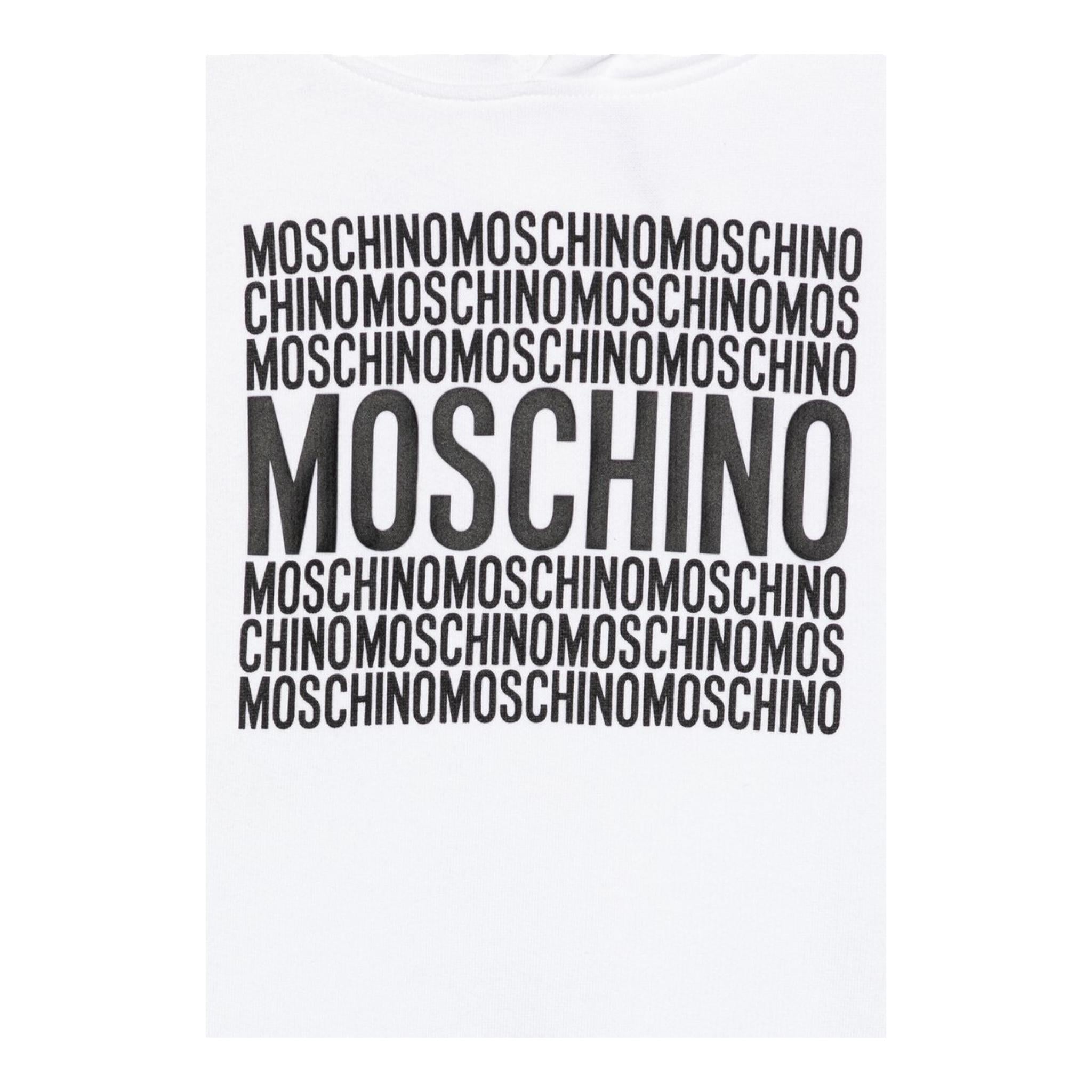 Moschino Felpa Chiusa con Cappuccio Tinta Unita con Stampe per Bambino HUF08T BIANCO MOSCHINO 