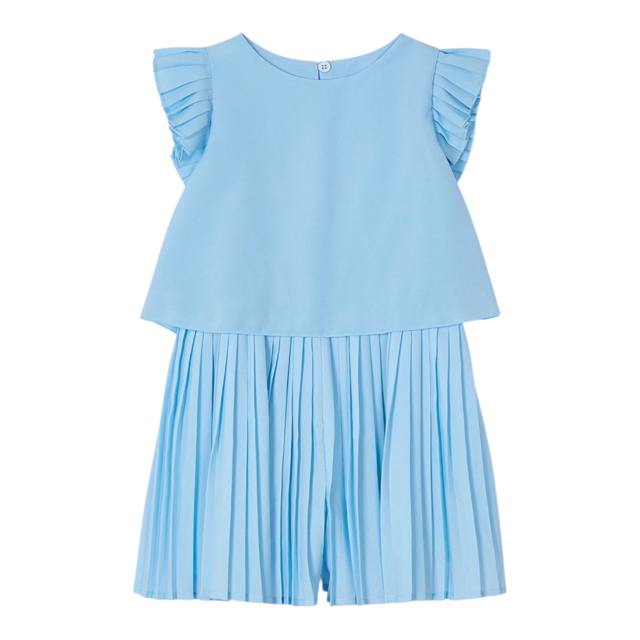 Mayoral Abito Mezza Manica Tinta Unita Plissettato per Neonata 3871N AZZURRO MAYORAL 