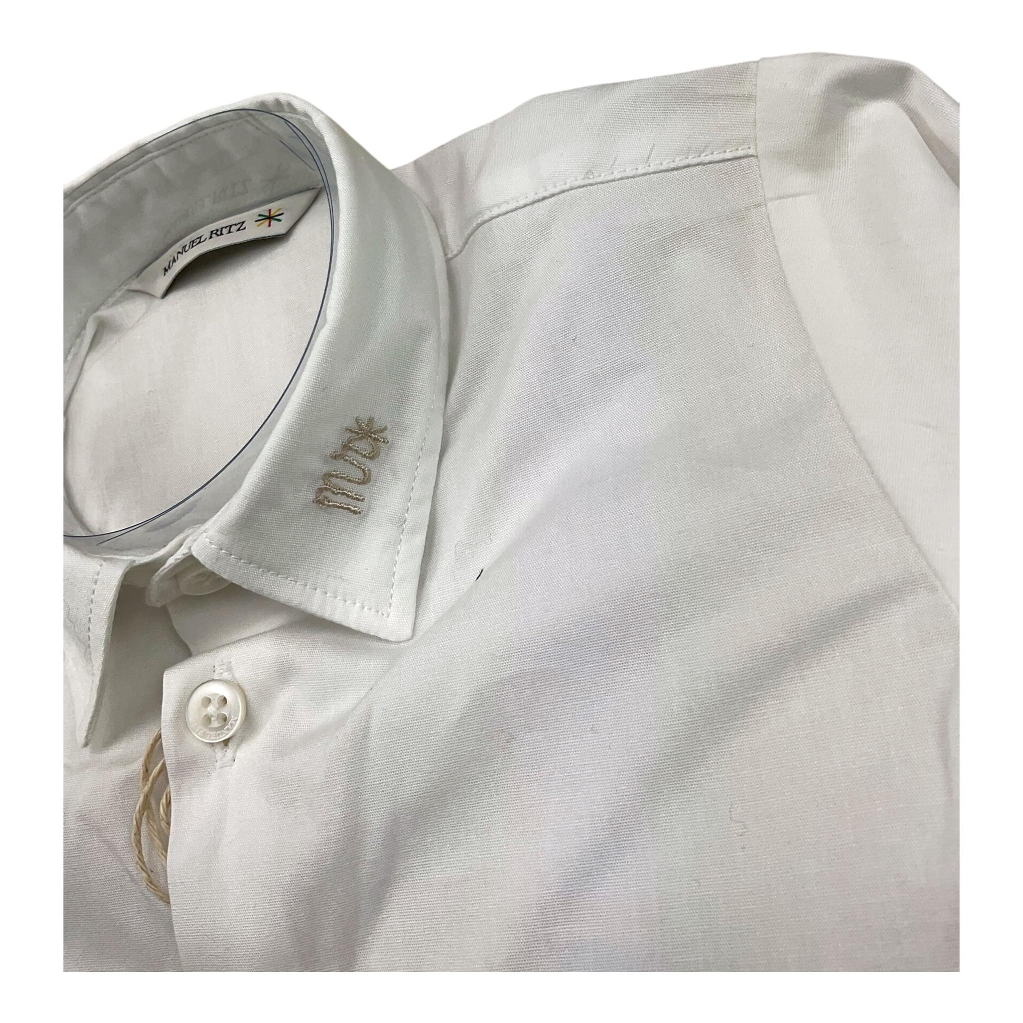 MANUEL RITZ camicia manica lunga tinta unita con ricam logo sul colletto Bianco per Neonato MR2265N BIANCO MANUEL RITZ 
