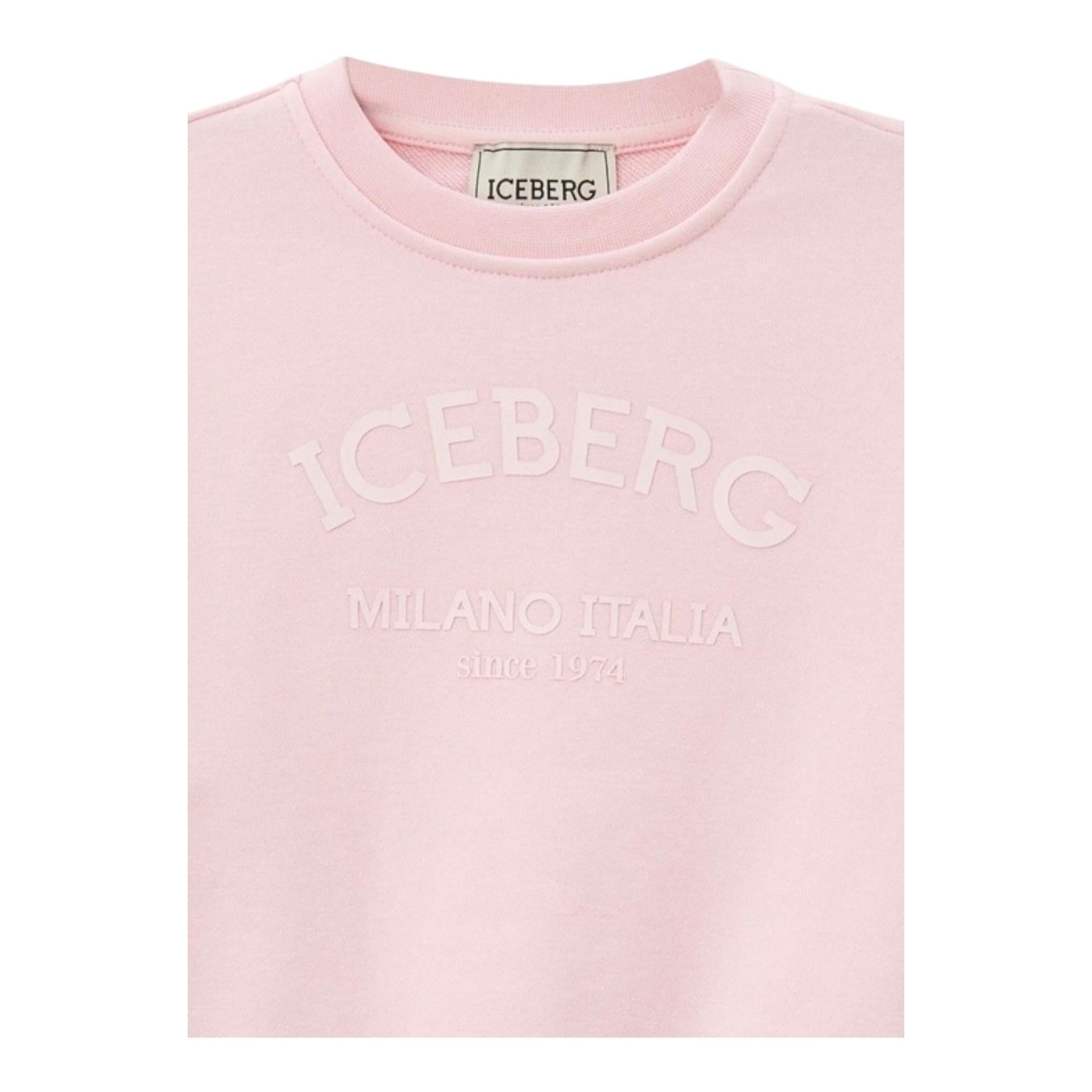 Iceberg Felpa Girocollo Tinta Unita con Logo per Bambina MFICE5151J ROSA ICEBERG 