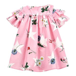 Monnalisa Abito Tinta Unita con Balze E Fantasia Fiori per Bambina 11C903 ROSA MONNALISA 
