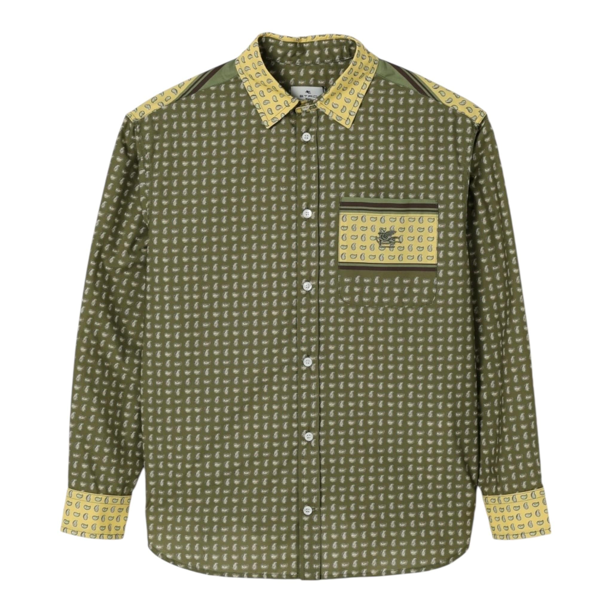 Etro Camicia Tinta Unita con Stampa per Bambino GW5P00 VERDE ETRO 