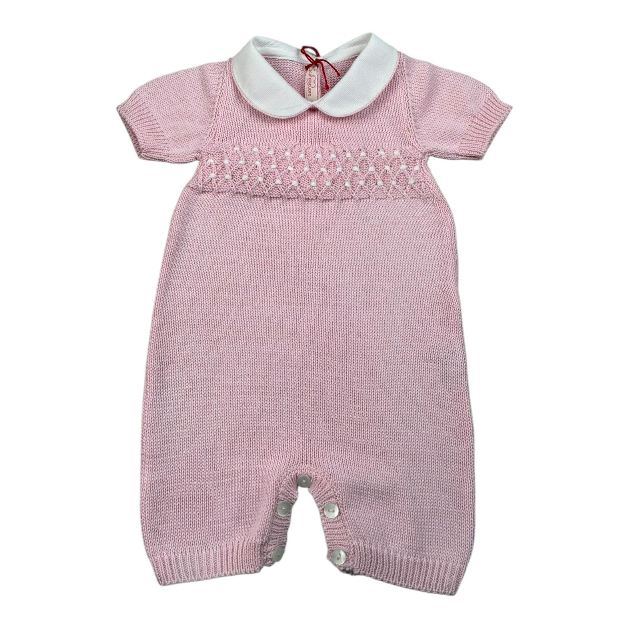 Scaldacuore Pagliaccetto Tinta Unita con Ricami per Neonata PS02CPE24 ROSA SCALDACUORE 