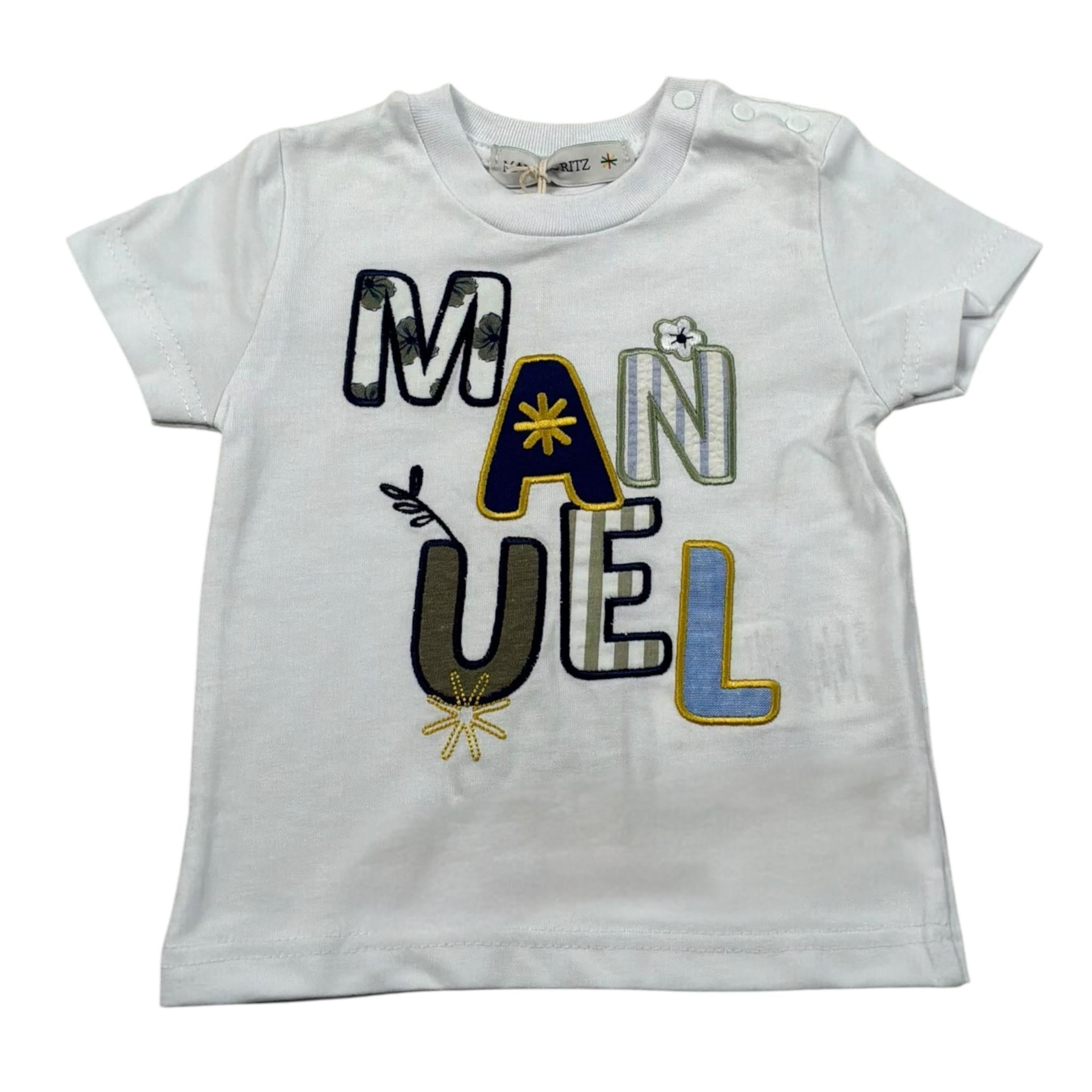 Manuel Ritz T-Shirt tinta unita On Stampa Bianco per Neonato MR2660 BIANCO MANUEL RITZ 