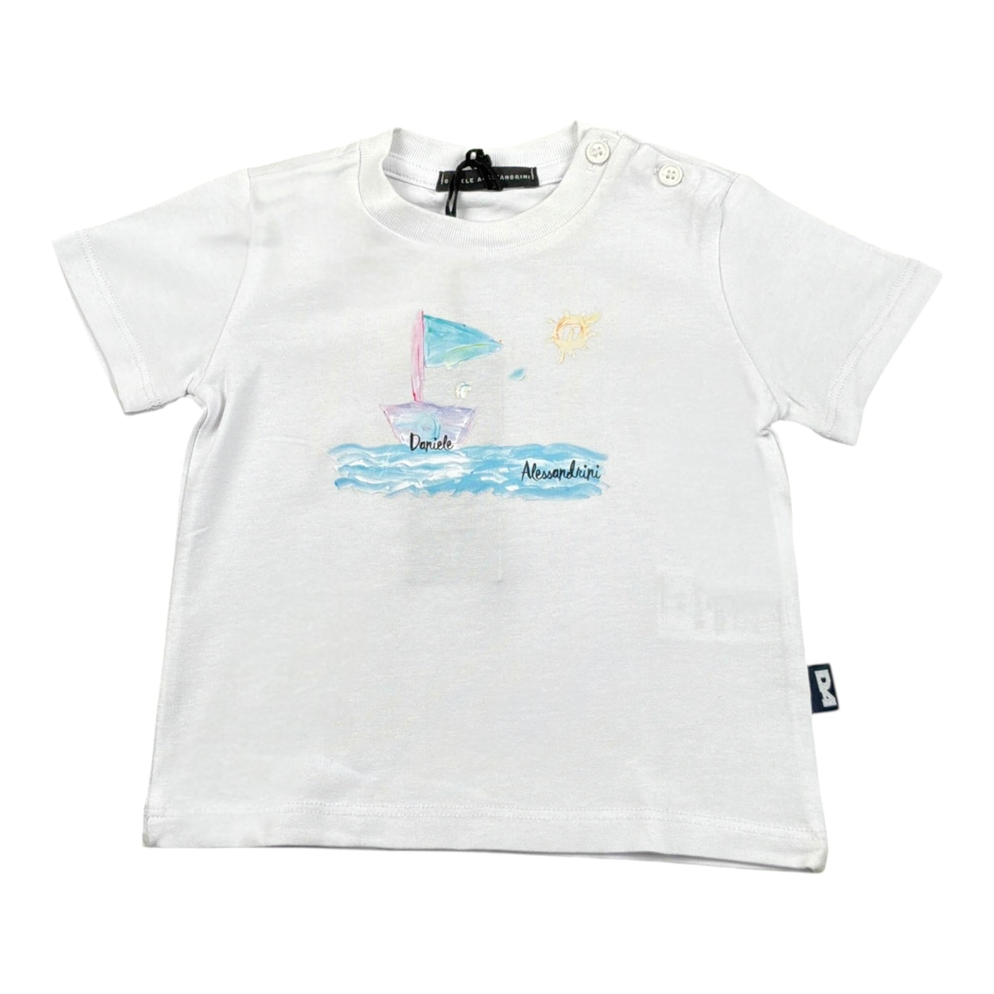 Daniele Alessandrini T-Shirt tinta unita con Stampa Bianco per Neonato 1296M00025 BIANCO DANIELE ALESSANDRINI 