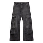 DIESEL jeans tinta unita modello palazzo/cargo Nero per Bambina J01725 NERO DIESEL 