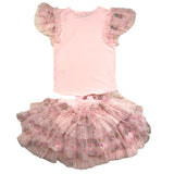 Angel'S Face Completo 2 Pezzi T-Shirt-Gonna In Tulle Rosa Per Bambina
