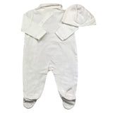 Story Loris Set Tutina Tinta Unita Con Cappello Con Stampa Brillantinata  Bianco Per Neonata