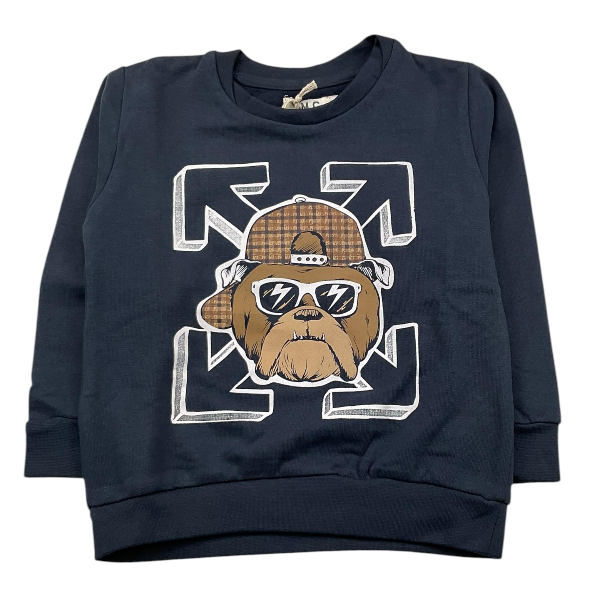 EMC felpa chiusa girocollo tinta unita con stapa in contrasto Blu per Bambino CE2098 BLU EMC 