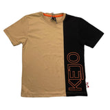 Kejo T-Shirt Girocollo Bicolore Con Stampa Logo Nero/Biscotto Per Bambino