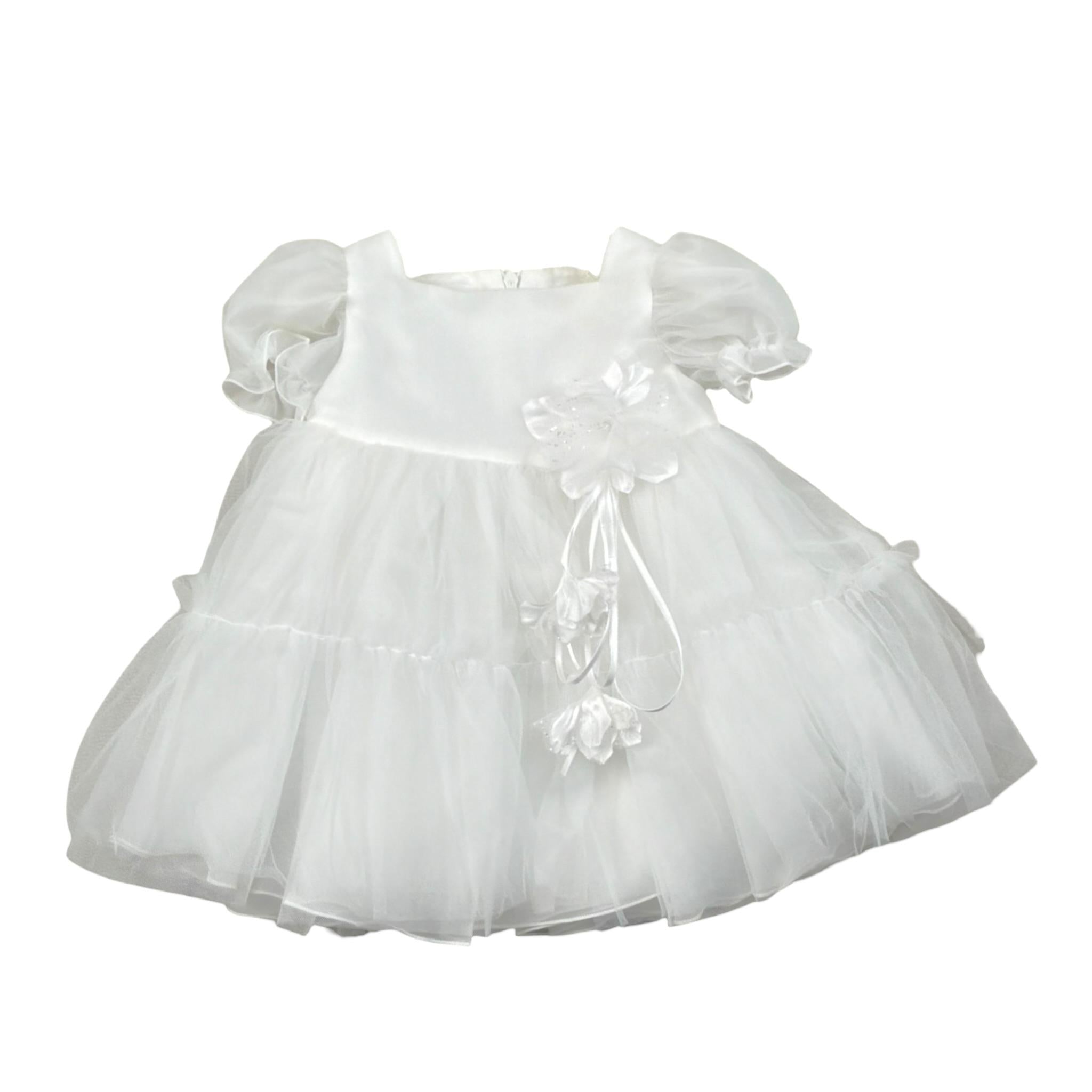 Bimbalo' Abito Cerimonia Tinta Unita con Tulle per Neonata 7637 BIANCO BIMBALO' 