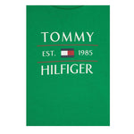 Tommy Hilfiger T-Shirt Girocollo Tinta Unita con Logo per Bambino KB0KB09538X VERDE TOMMY HILFIGER 