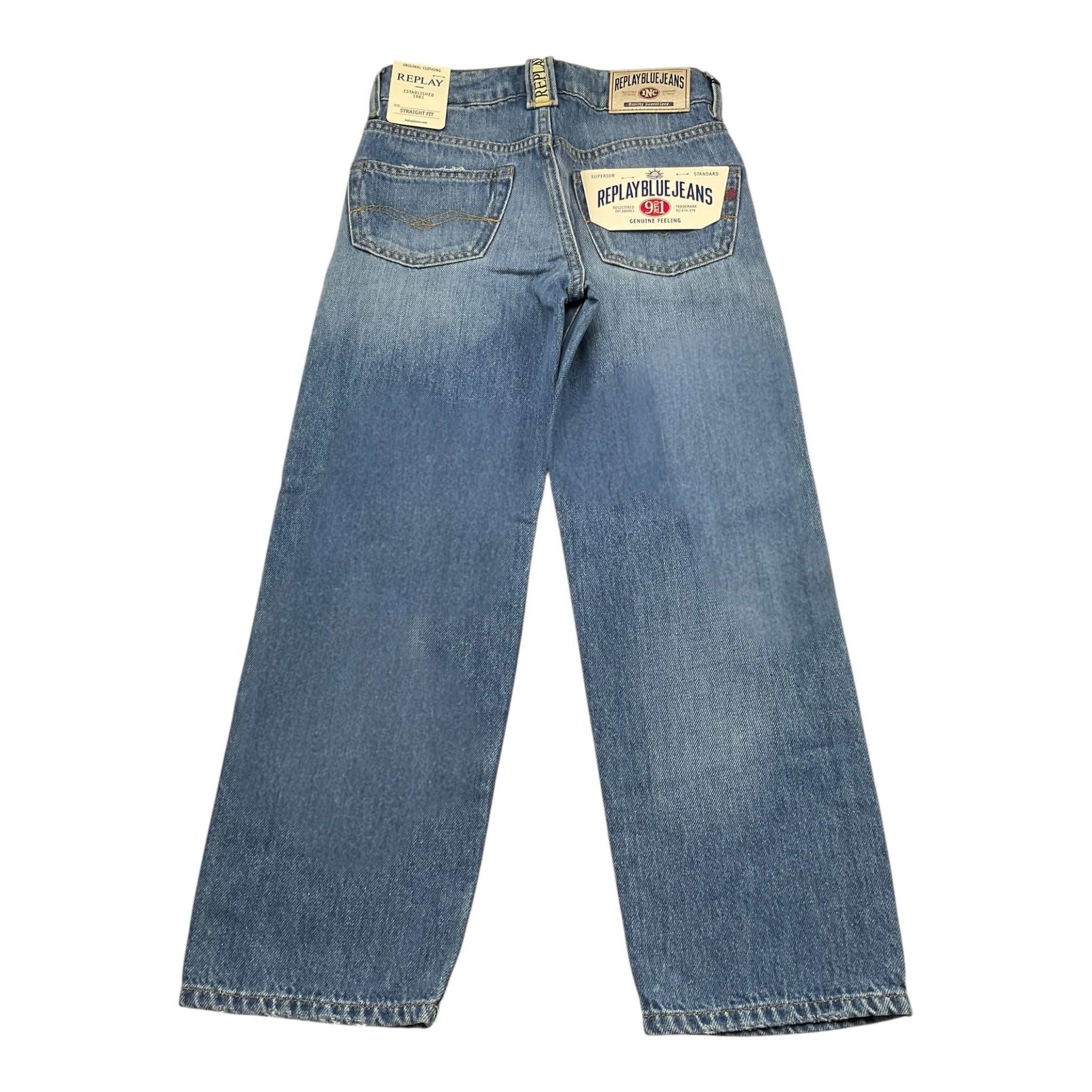 Replay Jeans Tinta Unita con Girovita Regolabile per Bambino SB9Z1 AZZURRO REPLAY 