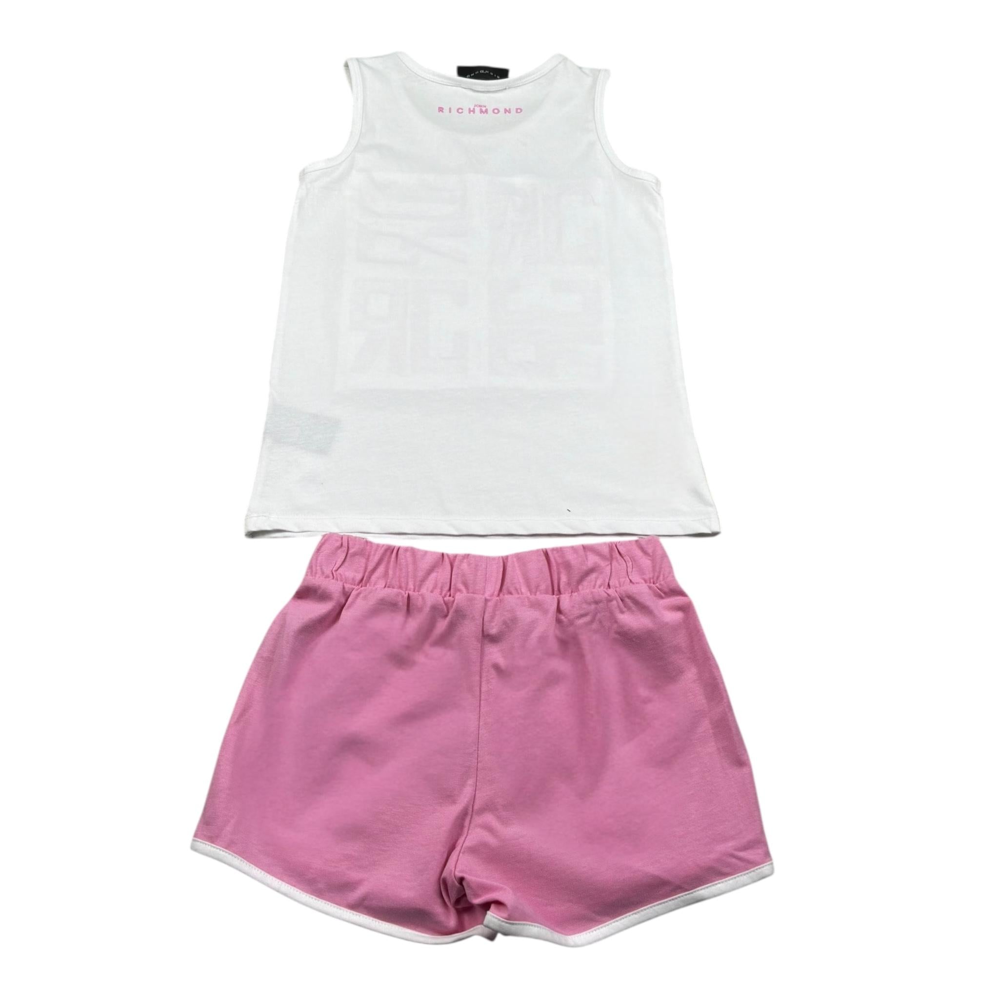 John Richmond Completo 2 Pezzi Canotte-Short Bicolore per Bambina RGP26016CE BIANCO/ROSA JOHN RICHMOND 