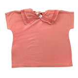 Zhoe & Tobiah T-Shirt Tinta Unita Con Colletto Corallo Per Bambina