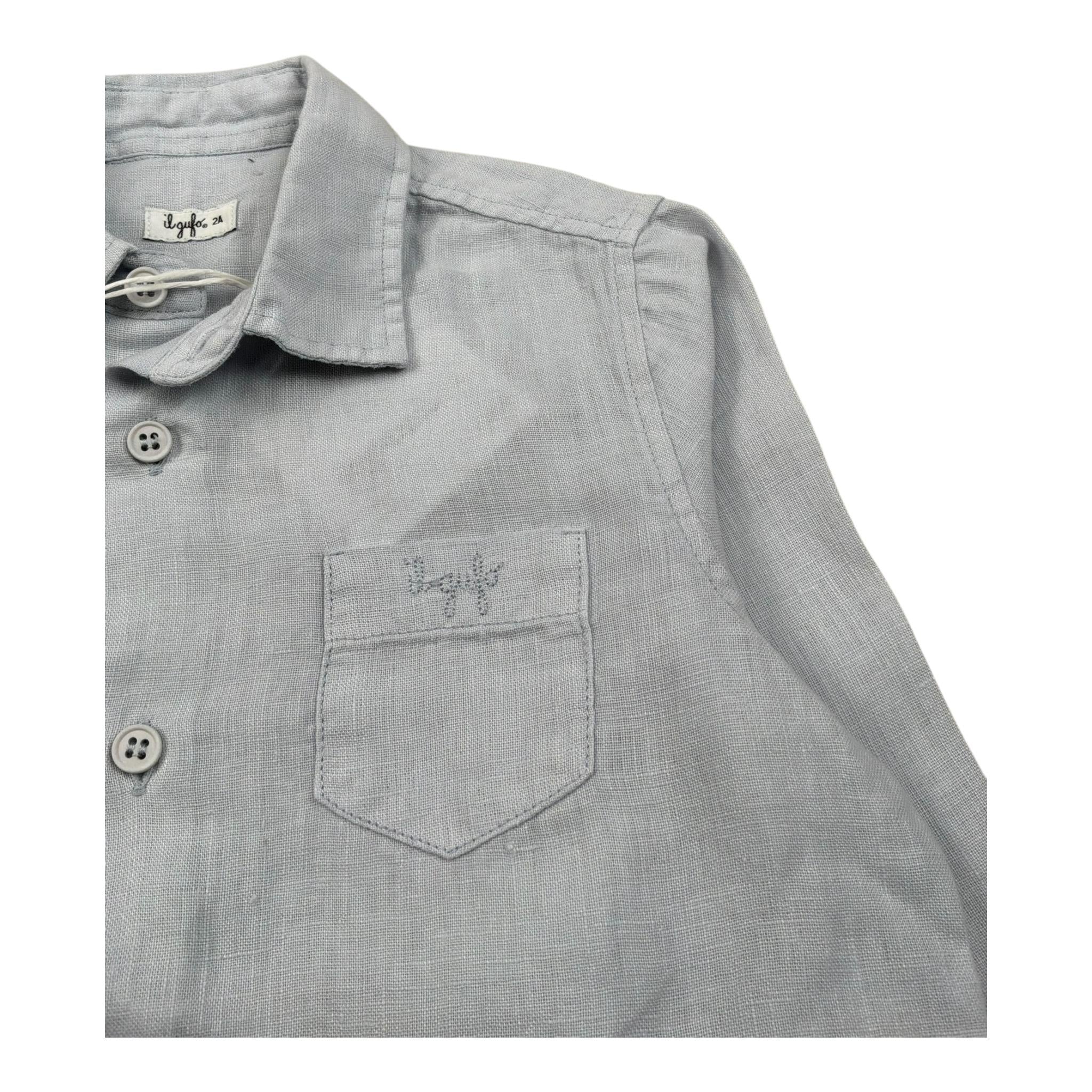 Il Gufo Camicia Manica Lunga Tnta Unita Collo Coreano per Neonato P25CL110L6006N AZZURRO IL GUFO 