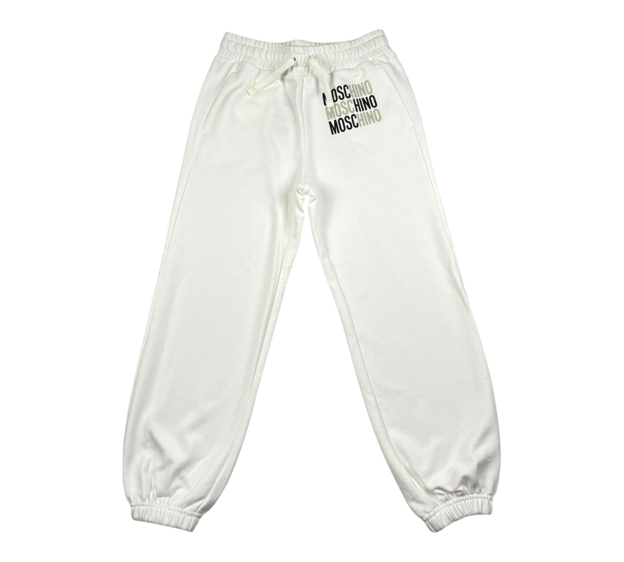 Moschino Pantalone Tuta Tinta Unita con Logo per Bambino HMP07C BIANCO MOSCHINO 