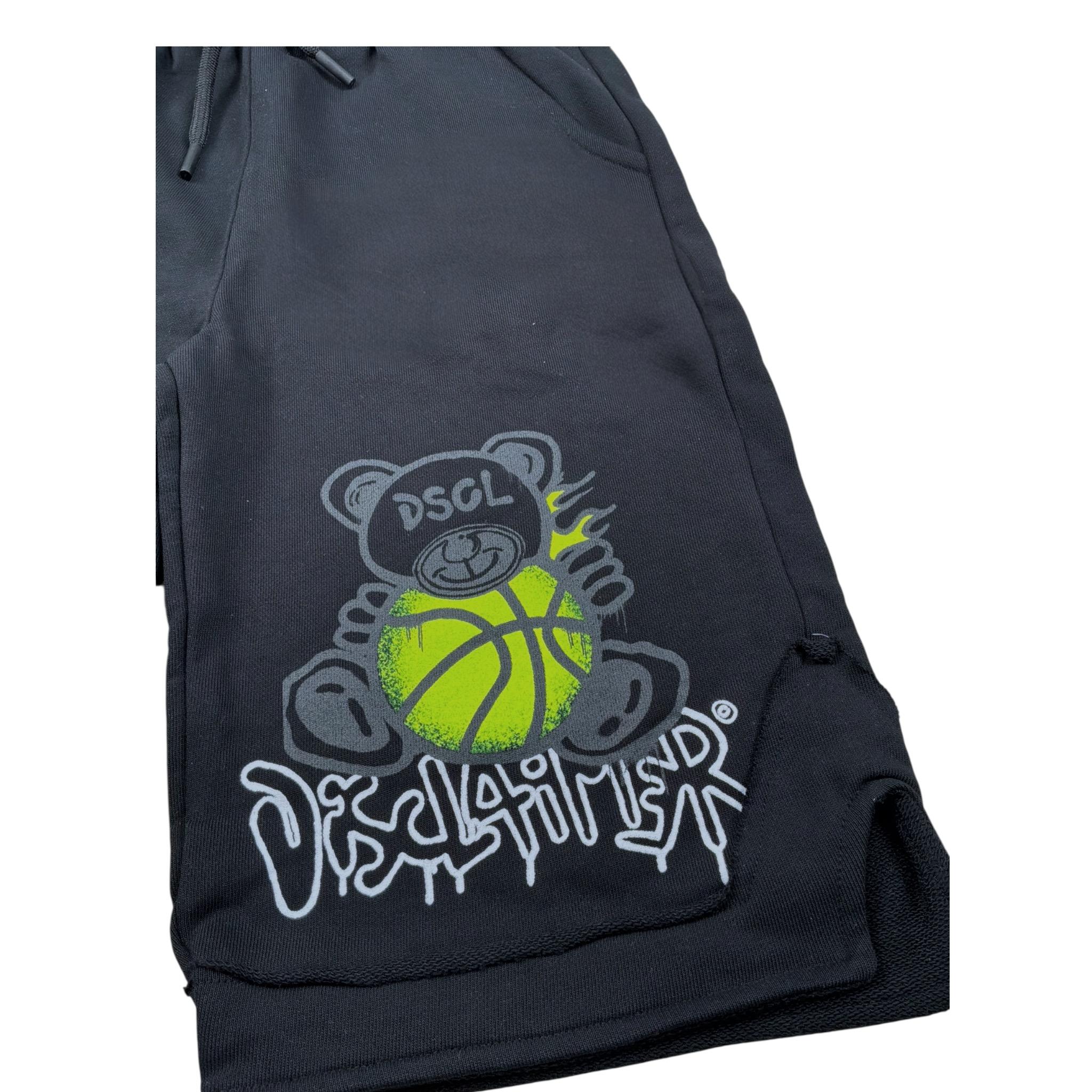 Disclaimer Bermuda Felpa tinta unita con Logo Nero per Bambino 23EDK53814 NERO DISCLAIMER 