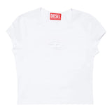 Diesel T-Shirt Girocollo Tinta Unita con Logo per Bambina J01830XX BIANCO DIESEL 