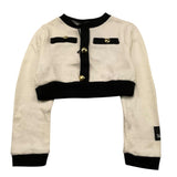 NAICE maglia tinta unita modello crop con profili in contrasto Panna per Bambina 23766 PANNA NAICE 