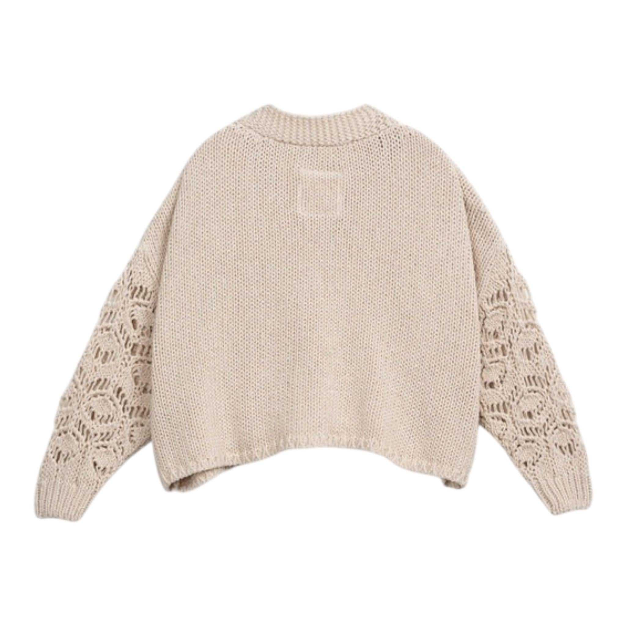 Play Up Cardigan Tinta Unita con Maniche Traforate per Bambina PA044AQ11403 BEIGE PLAY UP 