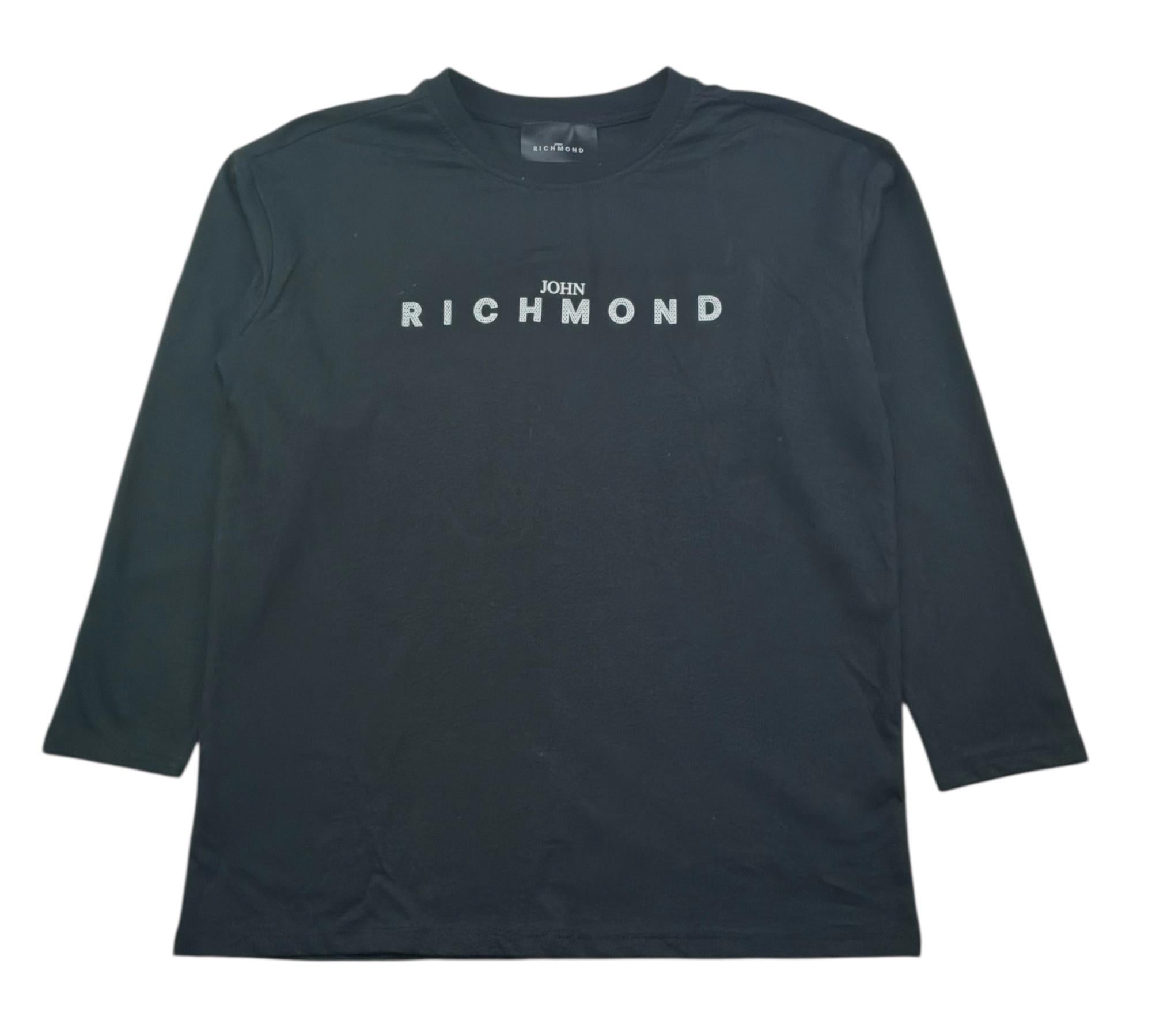 John Richmond Shirt Girocollo Tinta Unita con Logo per Bambino RGP26009TS NERO JOHN RICHMOND 