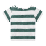 Carre'Ment Beau T-Shirt Girocollo Fantasia A Strisce Bianco/Verde Per Neonato
