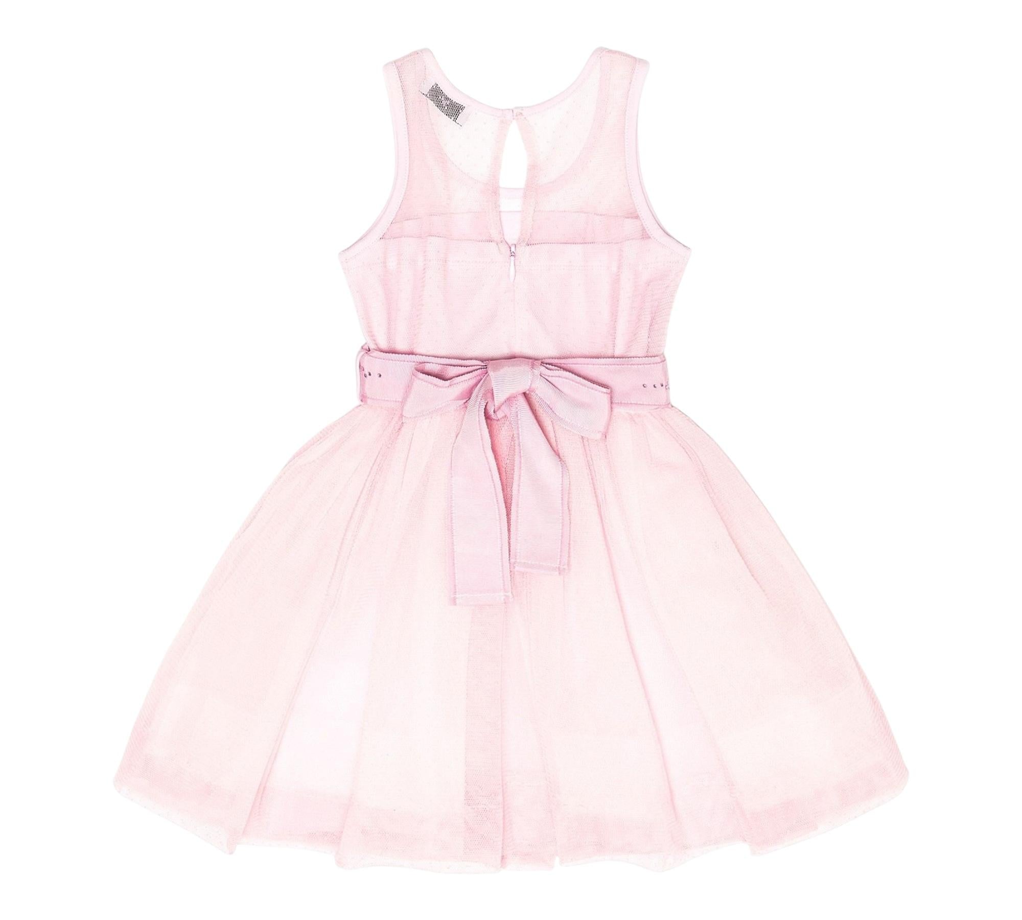 Monnalisa Abito Giromanica Tinta Unita In Tulle per Bambina 199906 ROSA MONNALISA 