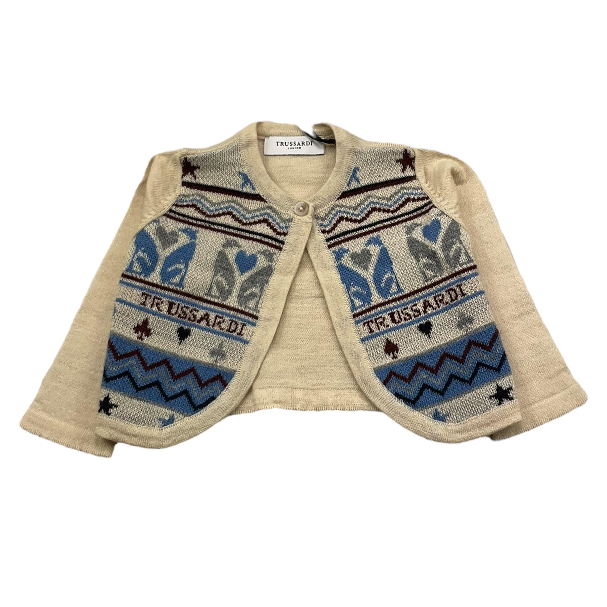 TRUSSARDI cardigan tinta unita stampa fantasia Panna per Neonato TIA25158 PANNA TRUSSARDI 