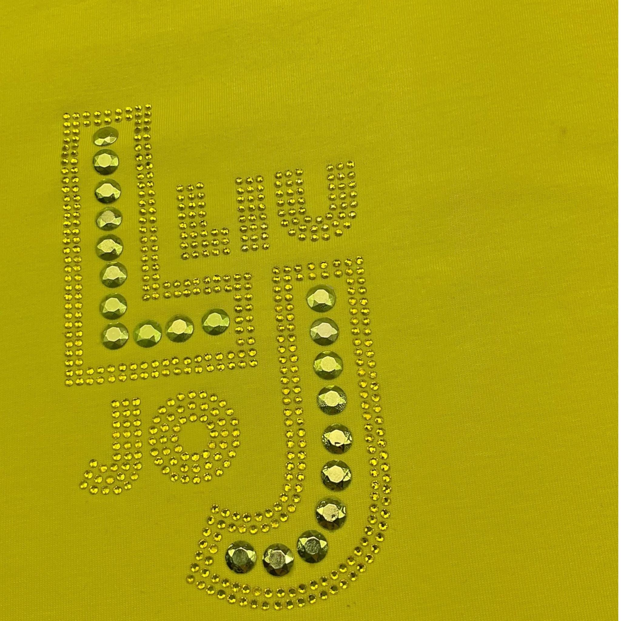 Liu Jo T-Shirt Girocollo Tinta Unita con Brillantini per Bambina GA5119 GIALLO FLUO LIU JO 