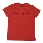 Balmain T-Shirt Girocollo Tinta Unita con Stampa per Neonato BV8581 ROSSO BALMAIN 