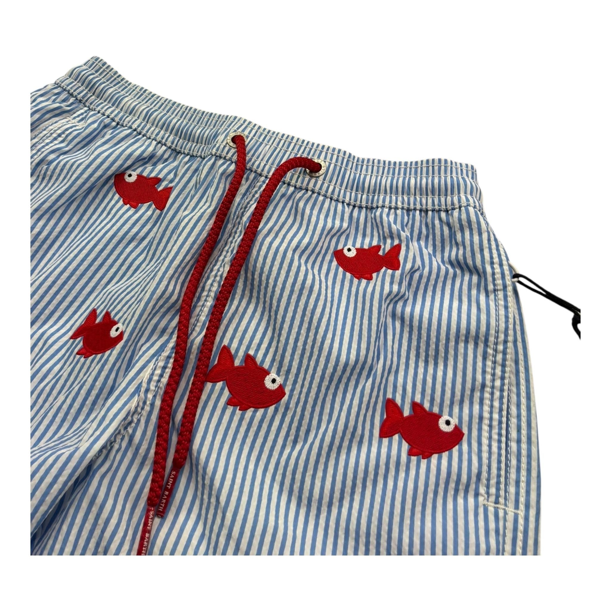 Saint Barth Costume Tinta Unita Modello Boxer con Stampa per Bambino 00603L AZZURRO SAINT BARTH 