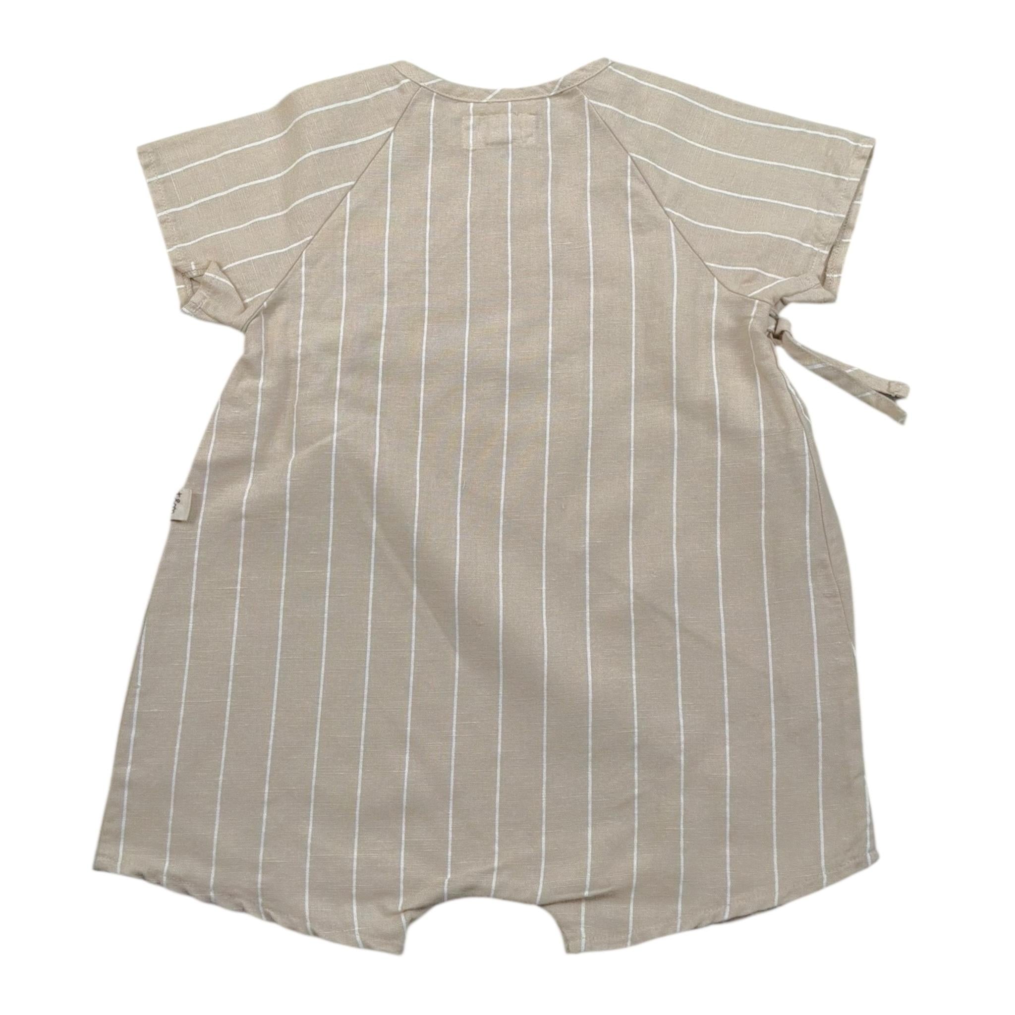 Teddy E Minou Pagliaccetto Mezza Manica Tinta Unita con Fantasia A Righe per Neonata E24TU024L6010 BEIGE TEDDY E MINOU 