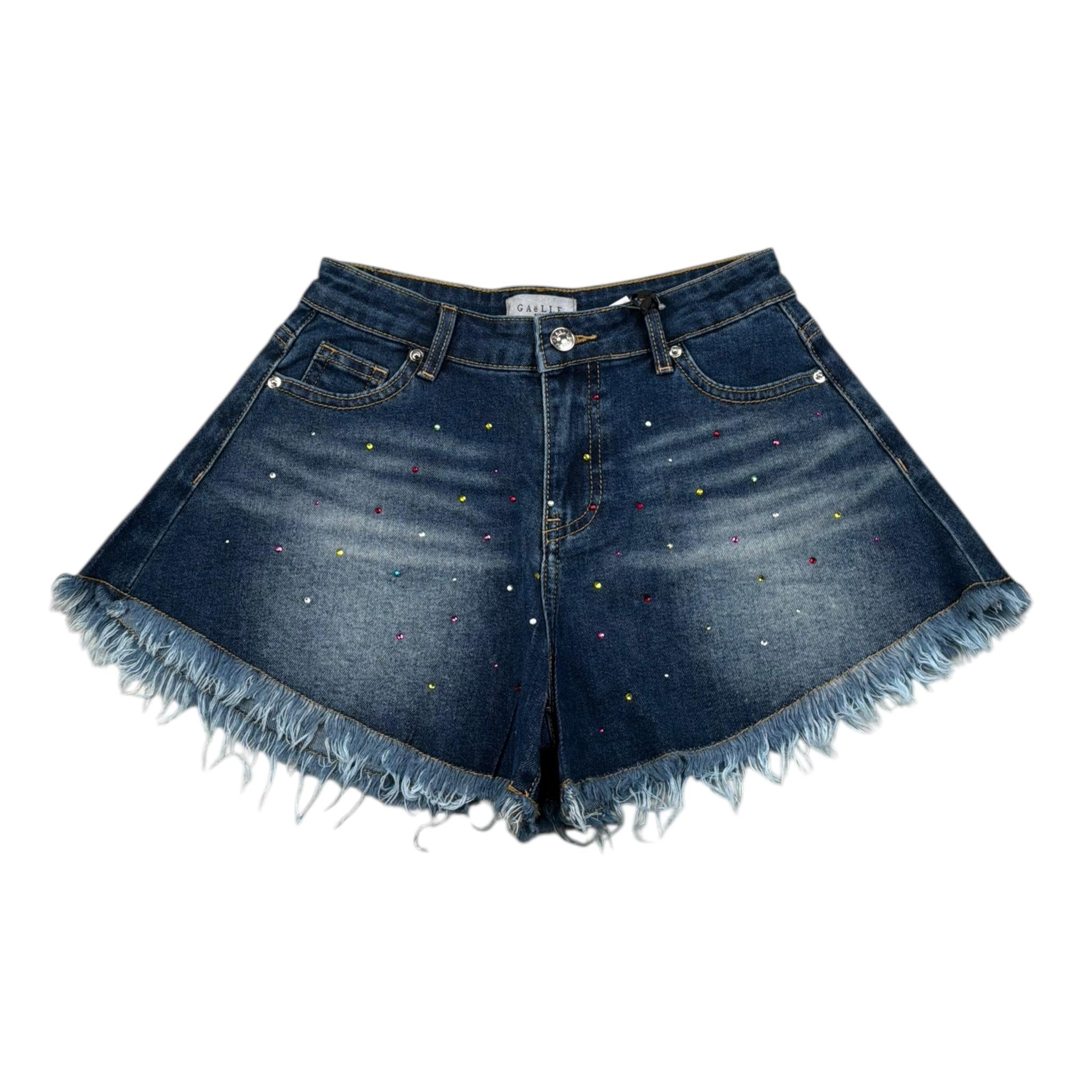 Gaelle Short In Denim Tinta Unita con Brillantini per Bambina 2746SD00310 BLU GAELLE 