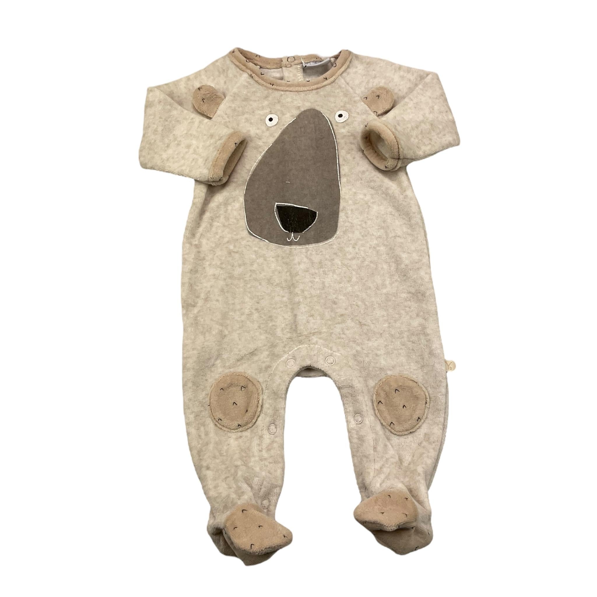 YATSI BABY tutina manica lunga tinta unita in ciniglia Beige per Neonata 24200308 BEIGE YATSI BABY 